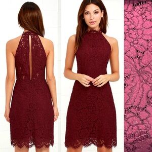 BB Dakota Cara Burgundy Lace Halter Sheath Dress - Size 0